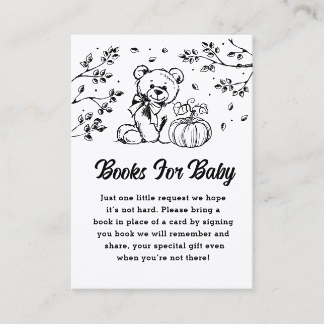 Books for Baby Card, Minimalist Baby Shower Bear P Place Card (Front)