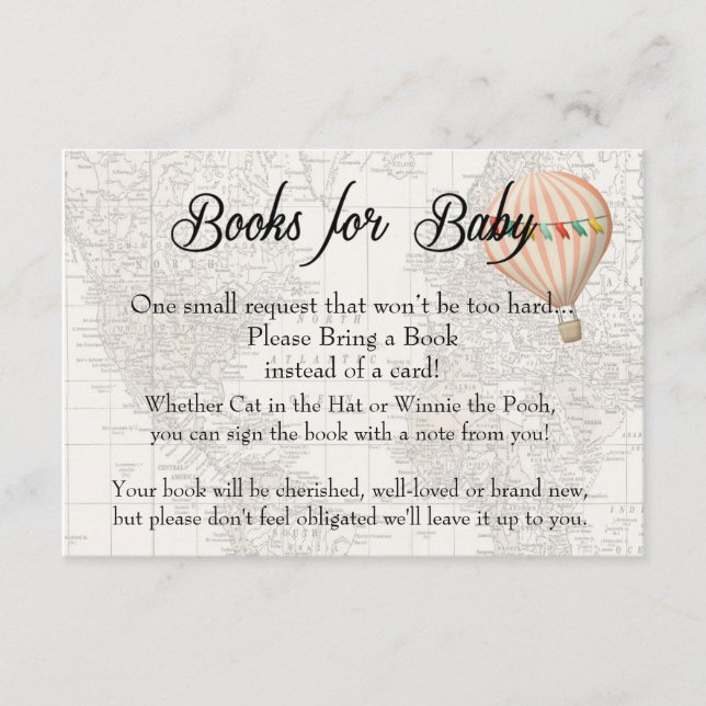 Books for Baby Card -Pink Hot Air Balloon Girl (Front)