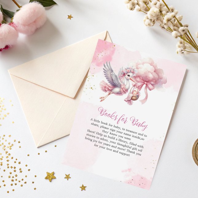Books for Baby Card Stork & Cloud Baby Girl Theme  (Creator Uploaded)