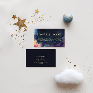 Books For Baby Celestial Gift Dark Navy Blue Stars Enclosure Card