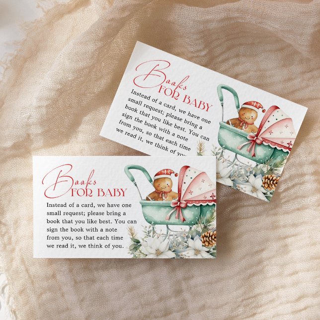 Books for Baby Christmas Gingerbread Baby Shower Enclosure Card (Creator Uploaded)