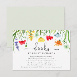 Books for Baby colourful wildflowers baby shower Enclosure Card