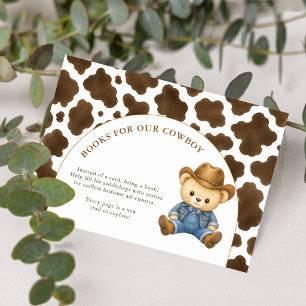 Books for Baby Cowboy Cow Print Baby Shower Enclosure Card