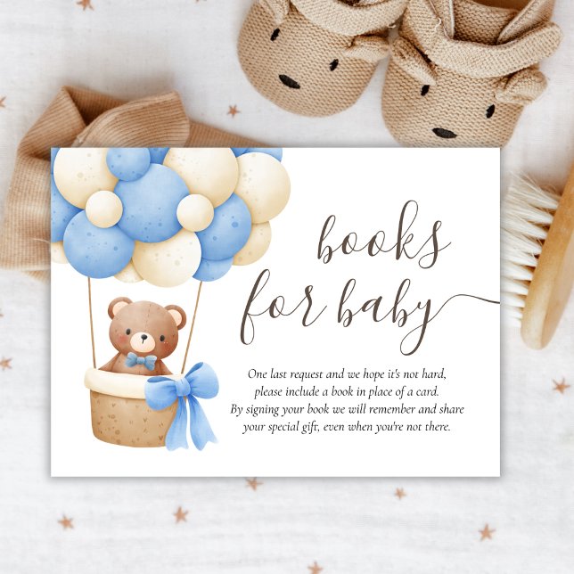 Books for Baby | Cute Bear Balloon Baby Shower  Enclosure Card (Creator Uploaded)