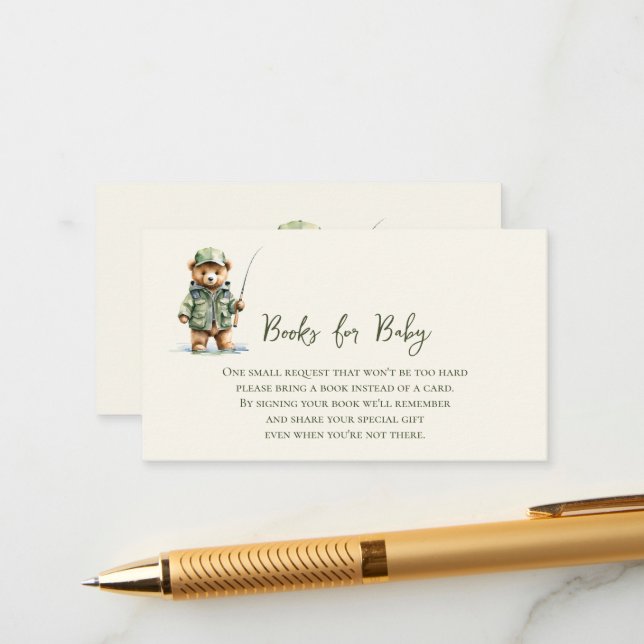  Books for Baby Cute Bear Fishing  Enclosure Card (Front/Back In Situ)