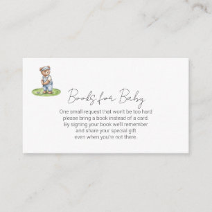  Books for Baby Cute Blue Bear Golfing  Enclosure Card