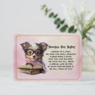 Books for Baby Cute Puppy Dog Reading A Book Enclosure Card