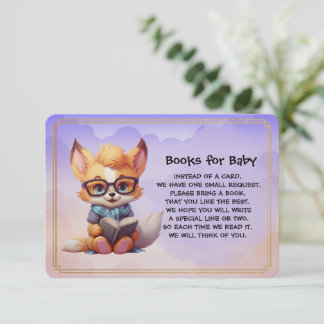Books for Baby Cute Red Fox Reading A Book Enclosure Card
