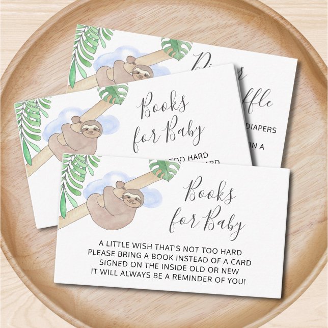 Books For Baby Cute Sloth Boy's Baby Shower Enclosure Card (Creator Uploaded)