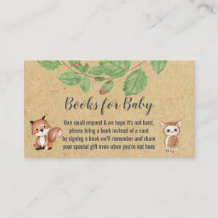 Books For baby/Diaper Raffle Woodland Animals Business Card