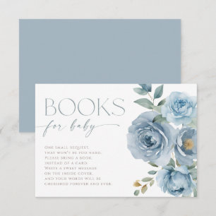 Books for Baby dusty blue floral roses Enclosure Card