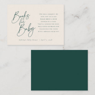 Books for Baby Elegant Script Emerald Green Enclosure Card