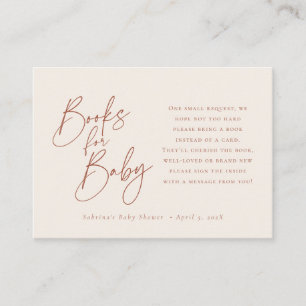Books for Baby Elegant Script Terra Cotta Enclosure Card