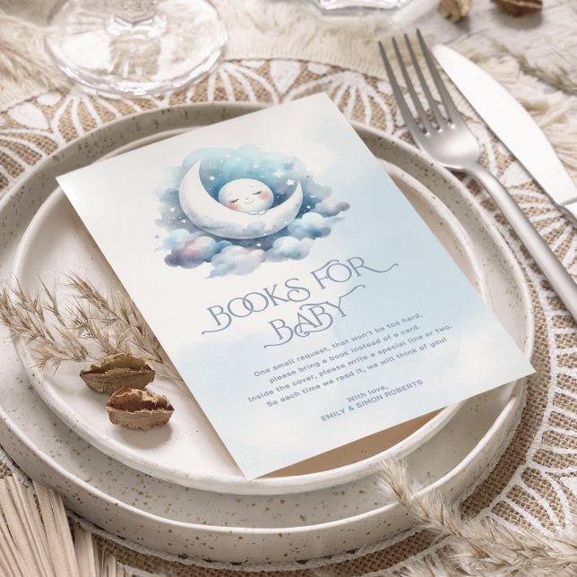 Books For Baby Elegant Typography Crescent Moon Thank You Card (Creator Uploaded)