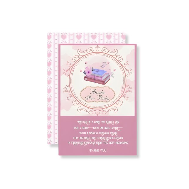 Books For Baby-Enclosure Card (books-for-baby-shower-enclosure-card-purple-pony-dreams-collection)