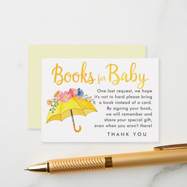 Books for Baby Enclosure Card – April Showers Baby (Front/Back In Situ)