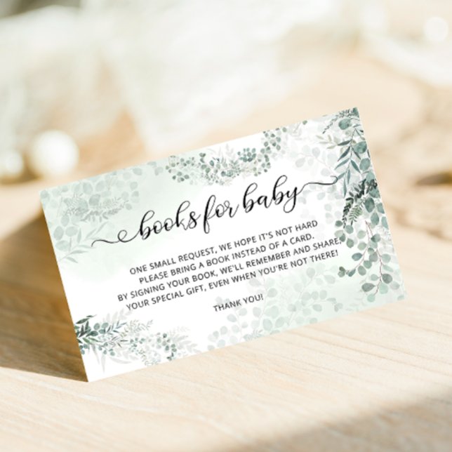Books for Baby Eucalyptus Boho Baby Shower Enclosure Card (Creator Uploaded)