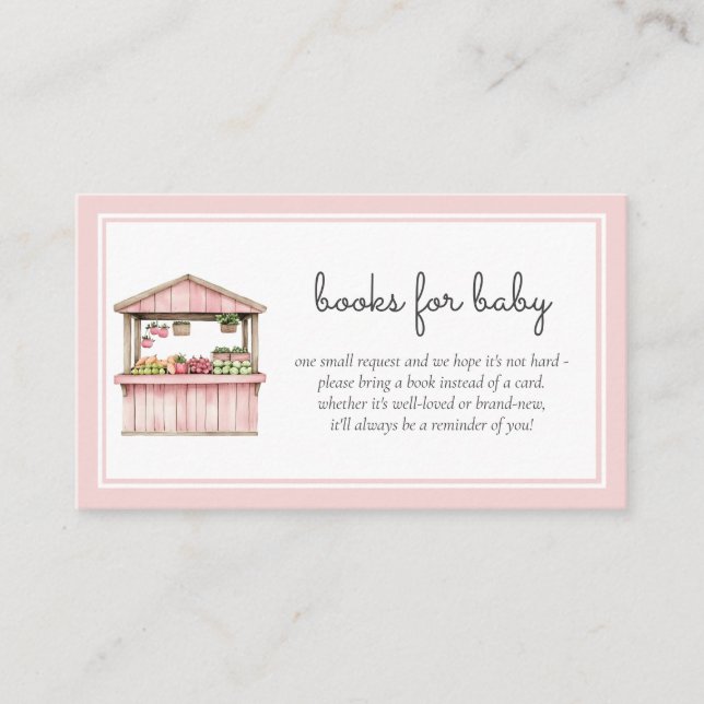 Books for Baby Farmers Market Baby Girl Shower Enclosure Card (Front)