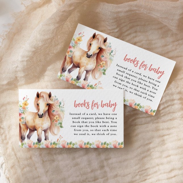 Books for Baby Floral Horse Baby Shower Enclosure Card (Creator Uploaded)
