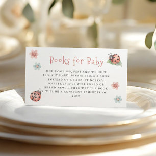 Books for Baby Floral Ladybug Shower Enclosure Card