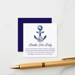 books for baby, floral nautical boy baby shower enclosure card