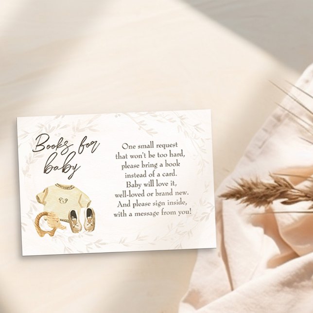 Books for Baby Gender Neutral Sweet Baby Clothes Enclosure Card (Book Request Card - from my Baby Clothes Baby Shower Collection)