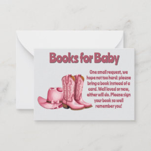 Books for Baby Girl and Diaper Raffle Cowboy Style Card