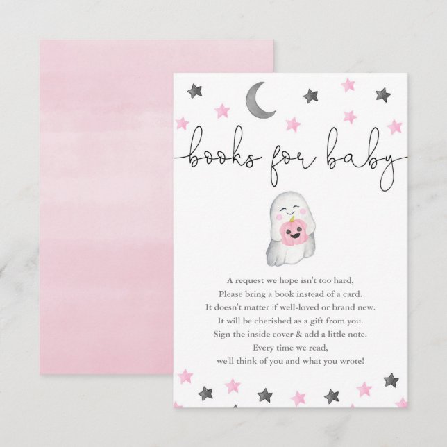 Books for Baby girl Halloween ghost baby shower Enclosure Card (Front/Back)