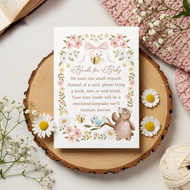 Books for Baby Girl Knitted Floral Woodland Bear Enclosure Card (Books for Baby Girl Knitted Floral Woodland Bear Enclosure Card)