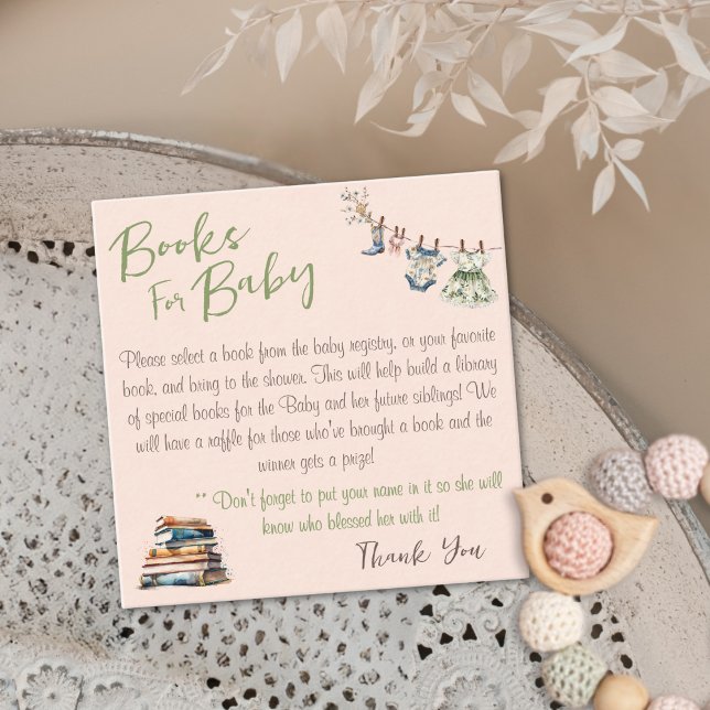 Books For Baby Girl Shower Enclosure Card (Creator Uploaded)