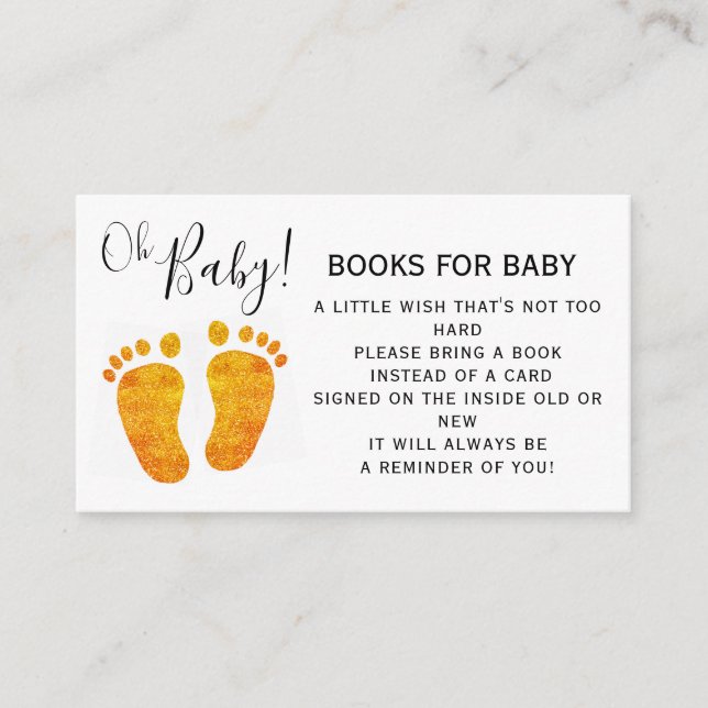 Books For Baby Gold Feet Baby Shower Enclosure Card (Front)