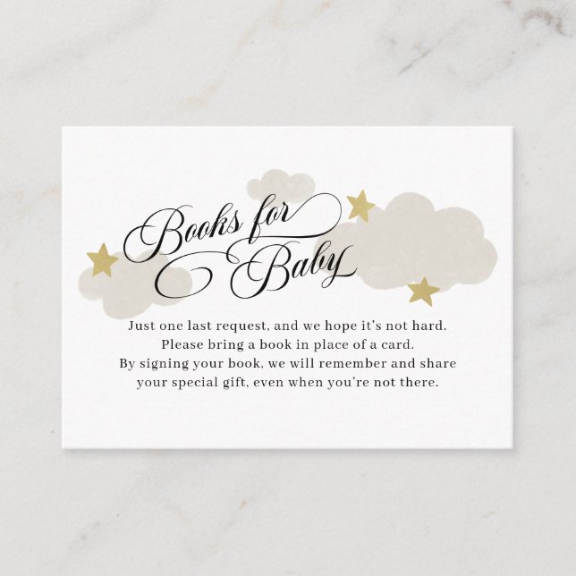 Books For Baby Gold Stars Shower Enclosure Card (Front)