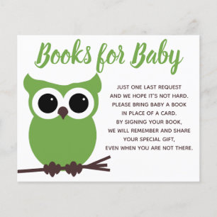 Books for Baby Green Owl Baby Shower Insert