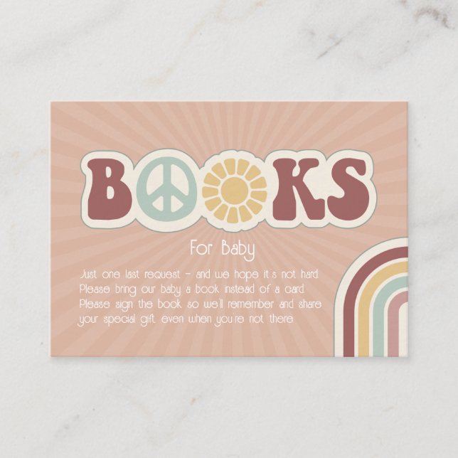 Books For Baby Groovy Peace Sign Cardstock Pink Enclosure Card (Front)