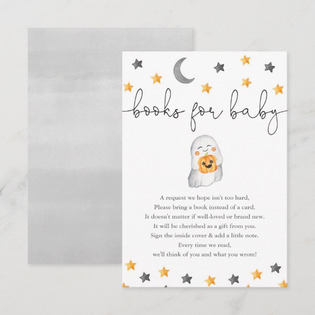 Books for Baby Halloween ghost baby shower Enclosure Card (Front/Back)