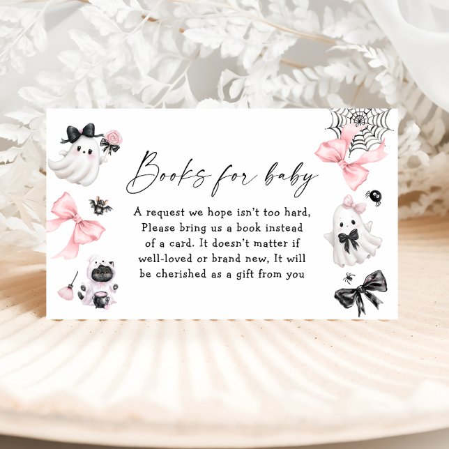 Books for Baby Halloween Pink Baby Shower Enclosure Card (Creator Uploaded)