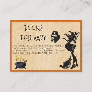 Books for Baby Halloween Pregnant witch Shower Enclosure Card