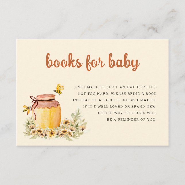 Books For Baby Honey and Bees Baby Shower  Enclosure Card (Front)