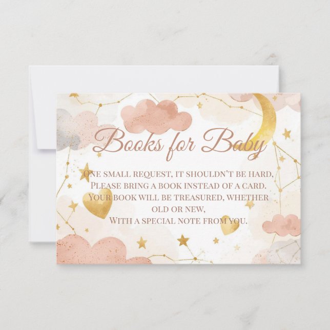 Books for Baby Insert | Cute Celestial Baby Shower Thank You Card (Front)