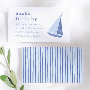 Books for Baby Italian Sailboat Blue Baby Shower Enclosure Card