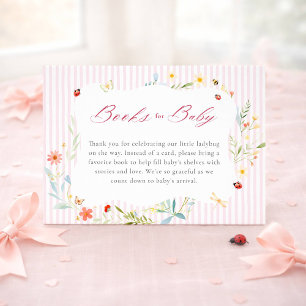 Books for Baby Ladybug Floral Garden Baby Shower Enclosure Card
