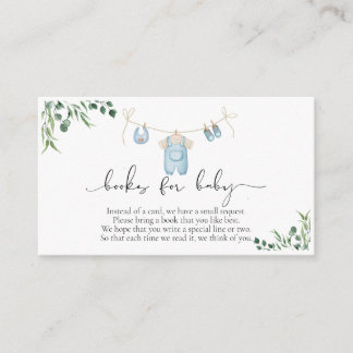 Books For Baby Laundry Blue Greenery Baby Shower  Enclosure Card