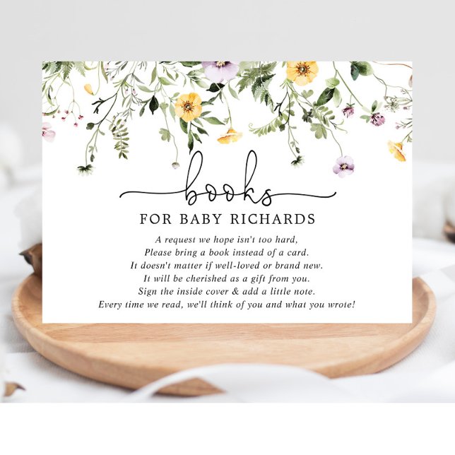 Books for Baby lavender yellow spring wild flowers Enclosure Card (Creator Uploaded)