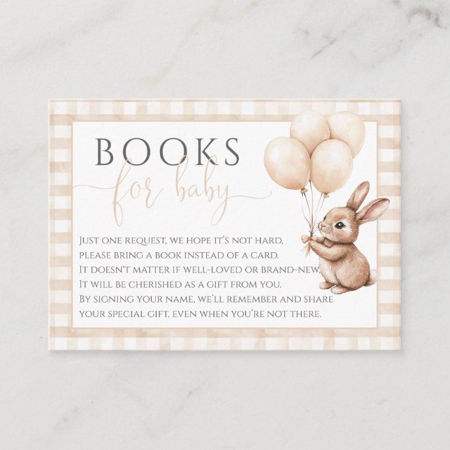 Books For Baby Little Bunny Balloons Baby Shower Enclosure Card (Front)