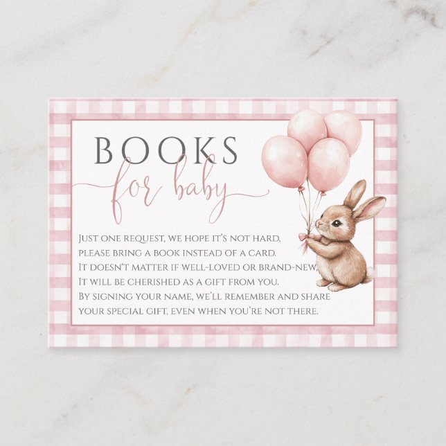 Books For Baby Little Bunny Balloons Baby Shower Enclosure Card (Front)