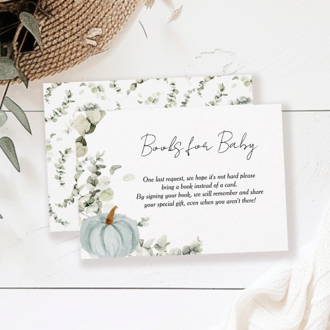 Books for Baby Little Pumpkin Blue Baby Shower Enclosure Card (Creator Uploaded)