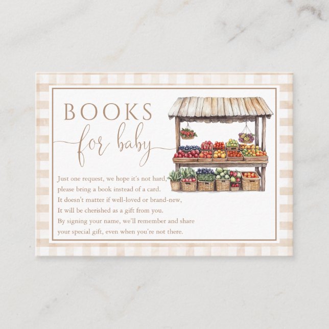 Books For Baby Market Stall Neutral Baby Shower Enclosure Card (Front)