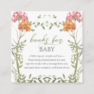 Books for Baby Meadow Flowers Baby Shower Enclosure Card