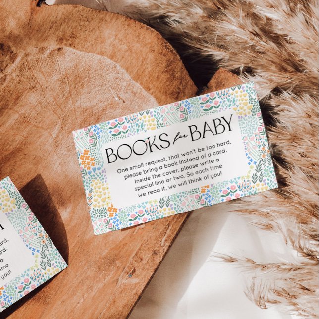 Books for Baby Modern Floral Baby Shower Enclosure Card (Creator Uploaded)