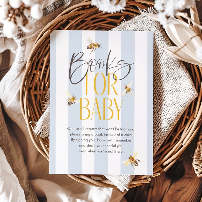 Books for Baby Mummy to Bee Blue Baby Shower Enclosure Card (Creator Uploaded)